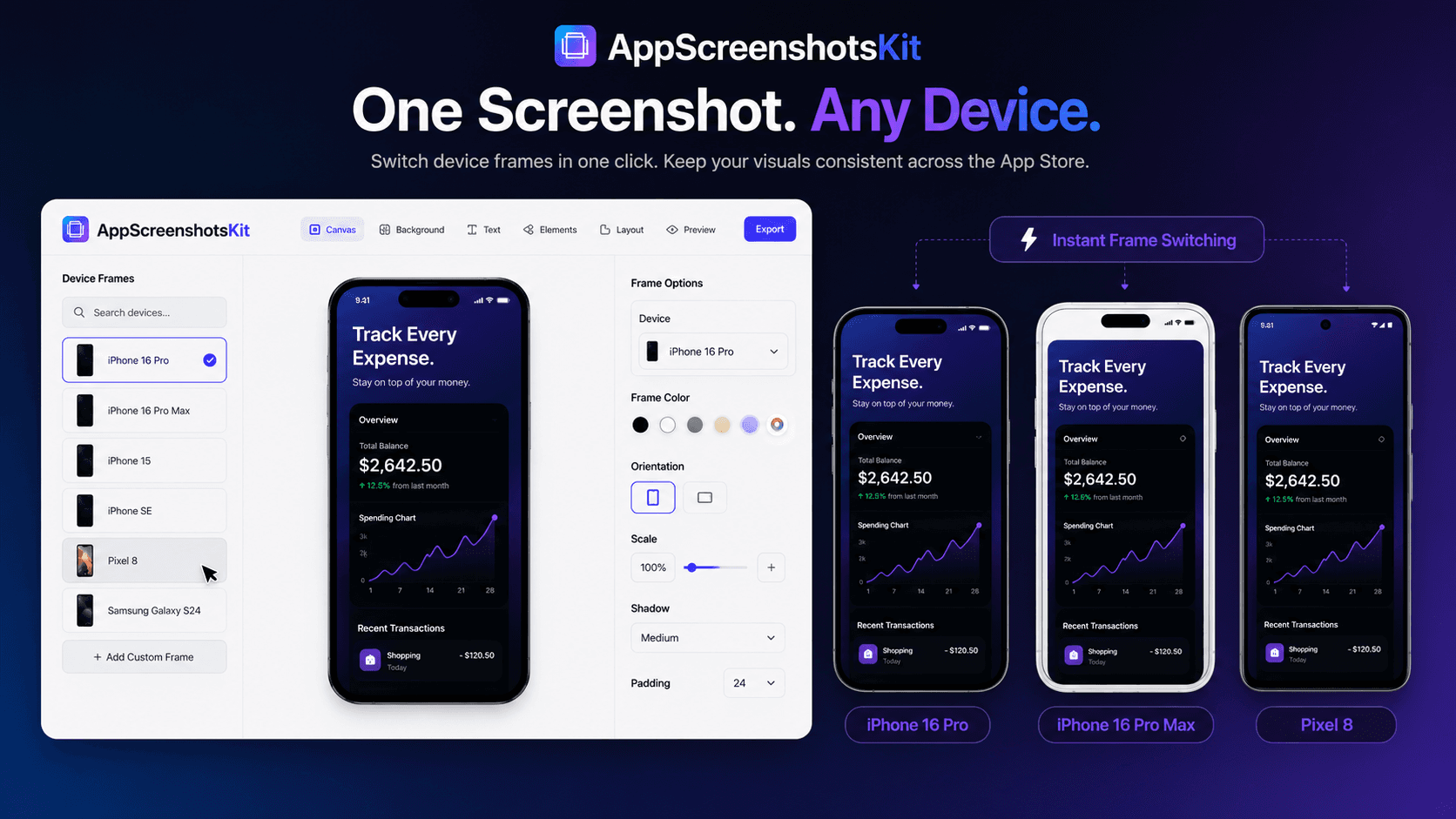 Seamlessly Changing Device Frames in AppScreenshotsKit for Dynamic App Store Visuals